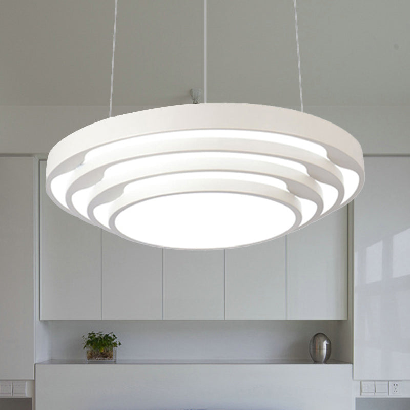 Modernism Tapered Round Pendant Ceiling Light Metal LED Dining Room Hanging Light Kit in Black/White, Warm/White/Natural Light Clearhalo 'Ceiling Lights' 'Modern Pendants' 'Modern' 'Pendant Lights' 'Pendants' Lighting' 246544