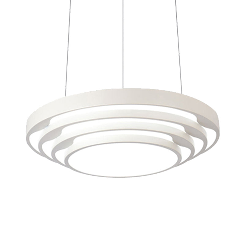 Modernism Tapered Round Pendant Ceiling Light Metal LED Dining Room Hanging Light Kit in Black/White, Warm/White/Natural Light Clearhalo 'Ceiling Lights' 'Modern Pendants' 'Modern' 'Pendant Lights' 'Pendants' Lighting' 246546