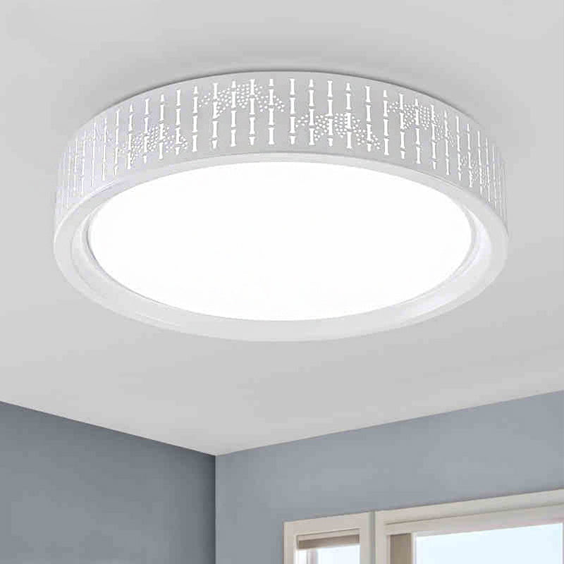 Simplicity LED Flush Mount Lamp with Acrylic Shade White Ringed Ceiling Light, 16.5"/20.5"/31" Dia White Clearhalo 'Ceiling Lights' 'Close To Ceiling Lights' 'Close to ceiling' 'Flush mount' Lighting' 246547