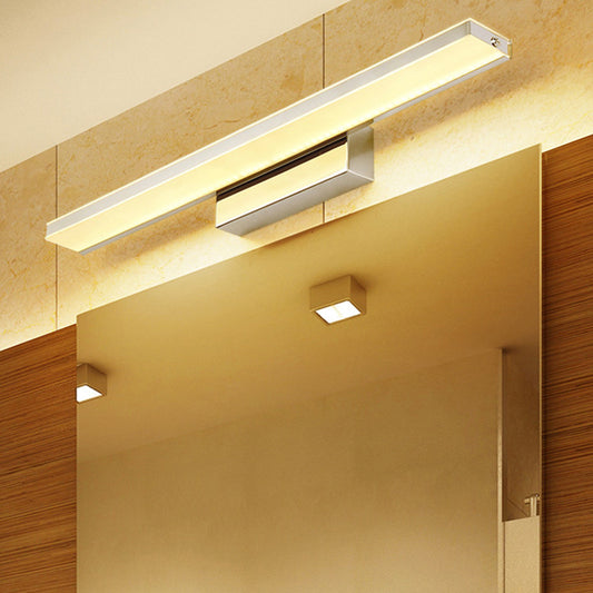 White Rectangle Vanity Light Modern Stainless Steel LED Wall Mount Lamp for Bathroom Clearhalo 'Modern wall lights' 'Modern' 'Vanity Lights' 'Wall Lights' Lighting' 2465490