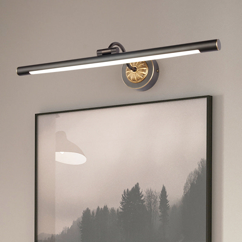 Metal LED Picture Light Traditional Tubular Bathroom Vanity Wall Sconce with Swing Arm Black Clearhalo 'Vanity Lights' 'Wall Lights' Lighting' 2465508