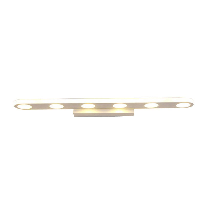 Simplicity Oblong Vanity Lighting Metal Bathroom LED Sconce Light Fixture in White 6.0 White Clearhalo 'Modern wall lights' 'Modern' 'Vanity Lights' 'Wall Lights' Lighting' 2465517