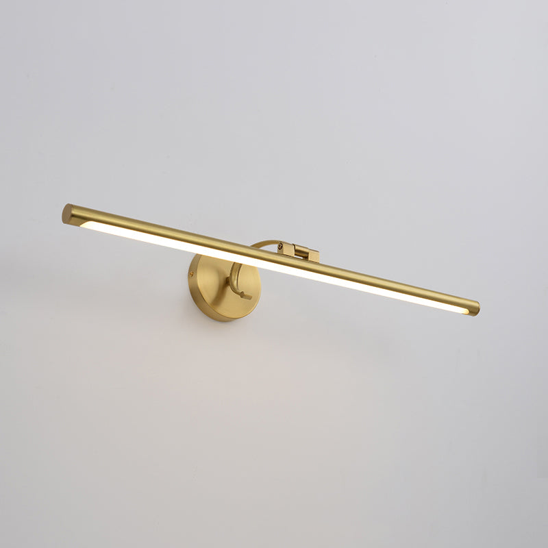 Pole Shaped Metal Wall Light Country Bathroom LED Wall Mounted Vanity Light in Brass Brass 27.5" Clearhalo 'Vanity Lights' 'Wall Lights' Lighting' 2465522