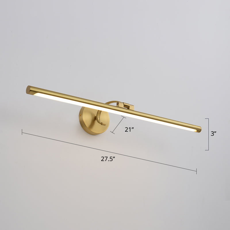 Pole Shaped Metal Wall Light Country Bathroom LED Wall Mounted Vanity Light in Brass Clearhalo 'Vanity Lights' 'Wall Lights' Lighting' 2465526