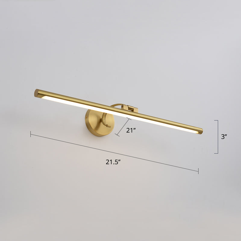 Pole Shaped Metal Wall Light Country Bathroom LED Wall Mounted Vanity Light in Brass Clearhalo 'Vanity Lights' 'Wall Lights' Lighting' 2465527