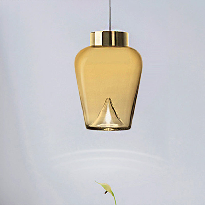 Dome Pendant Lighting Nordic Style Tan/Clear/Smoky Glass 1 Light Hanging Ceiling Lamp in Warm Light Tan Clearhalo 'Ceiling Lights' 'Glass shade' 'Glass' 'Modern Pendants' 'Modern' 'Pendant Lights' 'Pendants' Lighting' 246553