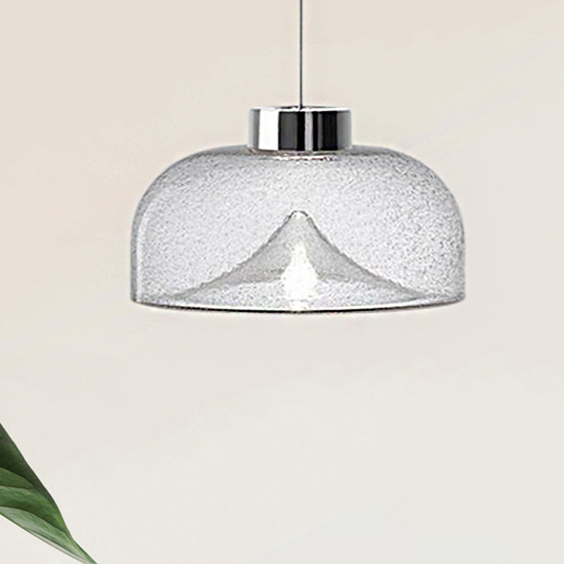 Dome Pendant Lighting Nordic Style Tan/Clear/Smoky Glass 1 Light Hanging Ceiling Lamp in Warm Light Clear Clearhalo 'Ceiling Lights' 'Glass shade' 'Glass' 'Modern Pendants' 'Modern' 'Pendant Lights' 'Pendants' Lighting' 246555