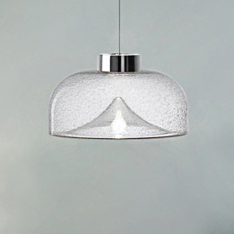 Dome Pendant Lighting Nordic Style Tan/Clear/Smoky Glass 1 Light Hanging Ceiling Lamp in Warm Light Clearhalo 'Ceiling Lights' 'Glass shade' 'Glass' 'Modern Pendants' 'Modern' 'Pendant Lights' 'Pendants' Lighting' 246556