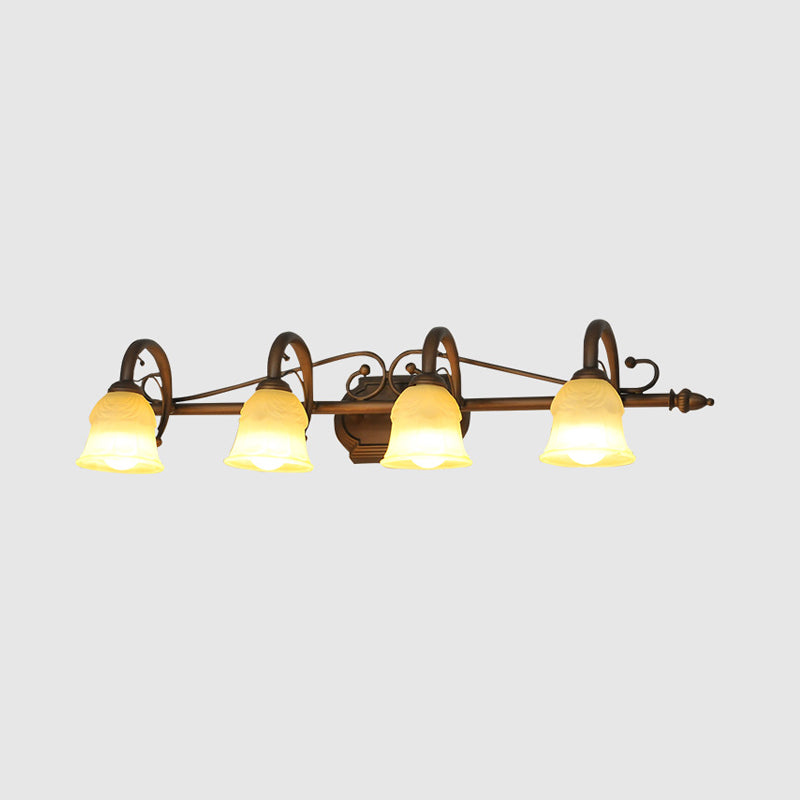 Beige Glass Vanity Mirror Light Rustic Carillon Shaped Bathroom Wall Mounted Light Fixture 4.0 Bronze Clearhalo 'Vanity Lights' 'Wall Lights' Lighting' 2465564