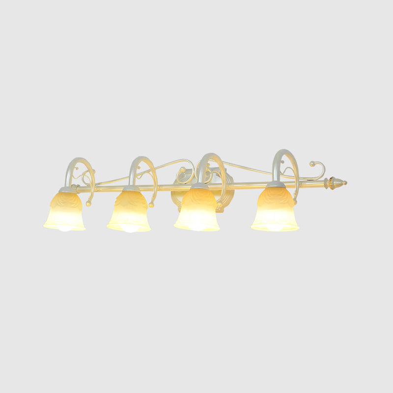 Beige Glass Vanity Mirror Light Rustic Carillon Shaped Bathroom Wall Mounted Light Fixture 4.0 White Clearhalo 'Vanity Lights' 'Wall Lights' Lighting' 2465565