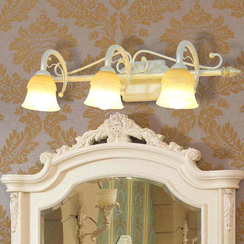 Beige Glass Vanity Mirror Light Rustic Carillon Shaped Bathroom Wall Mounted Light Fixture Clearhalo 'Vanity Lights' 'Wall Lights' Lighting' 2465567