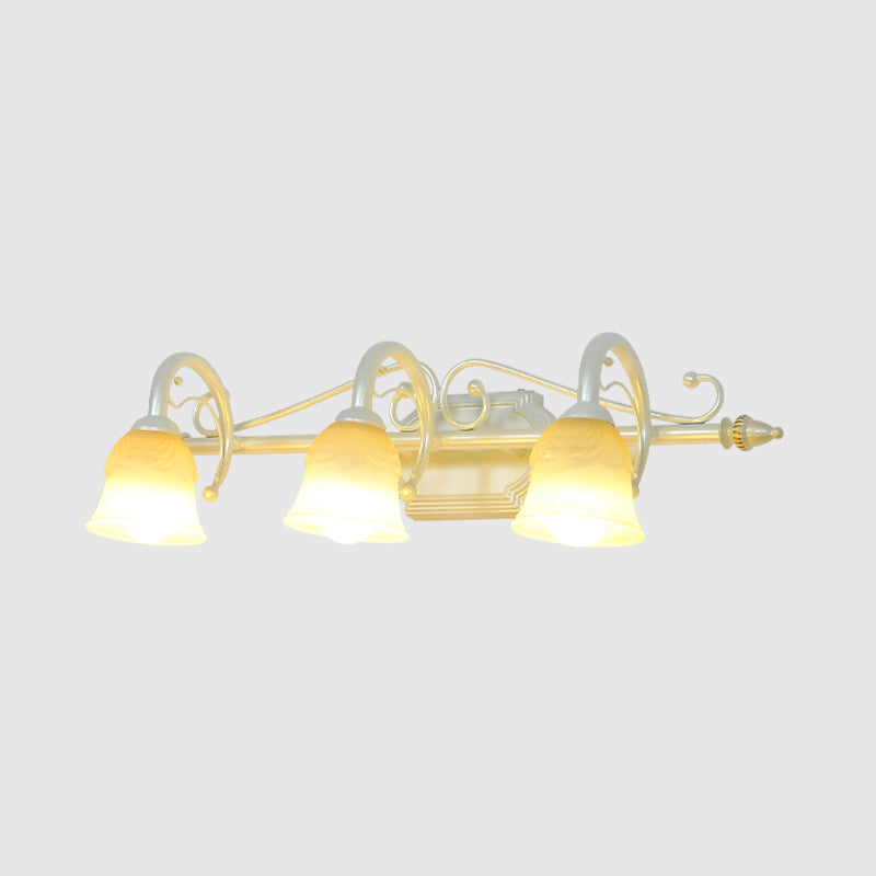 Beige Glass Vanity Mirror Light Rustic Carillon Shaped Bathroom Wall Mounted Light Fixture 3.0 White Clearhalo 'Vanity Lights' 'Wall Lights' Lighting' 2465568