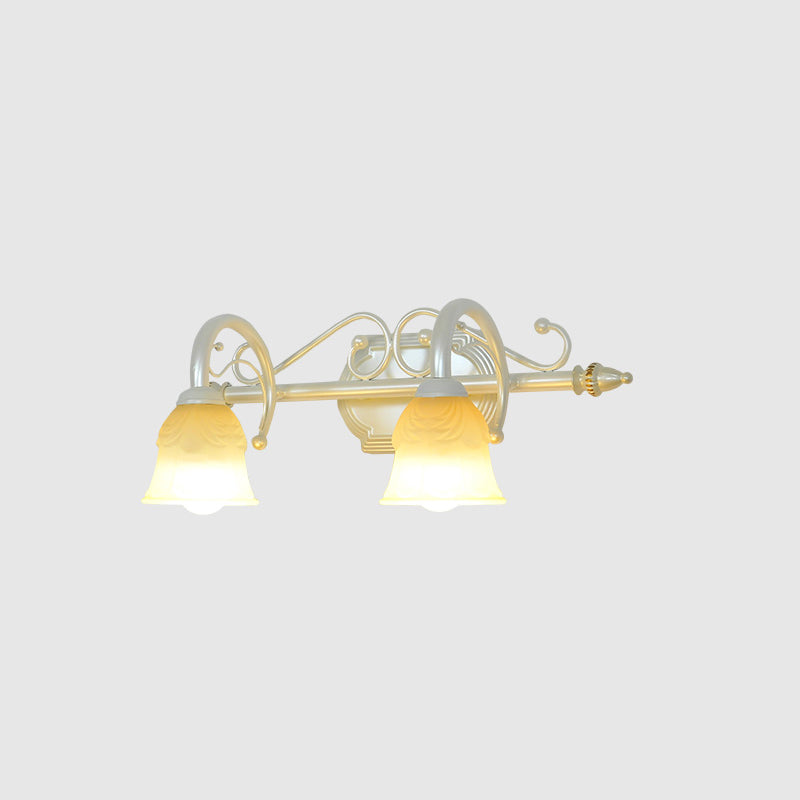 Beige Glass Vanity Mirror Light Rustic Carillon Shaped Bathroom Wall Mounted Light Fixture 2.0 White Clearhalo 'Vanity Lights' 'Wall Lights' Lighting' 2465571