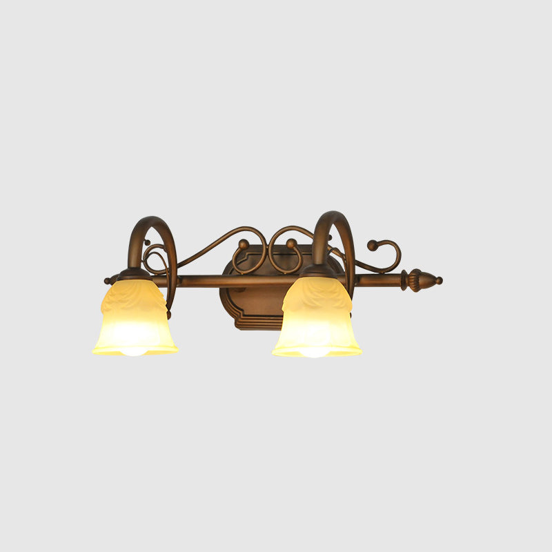 Beige Glass Vanity Mirror Light Rustic Carillon Shaped Bathroom Wall Mounted Light Fixture 2.0 Bronze Clearhalo 'Vanity Lights' 'Wall Lights' Lighting' 2465573