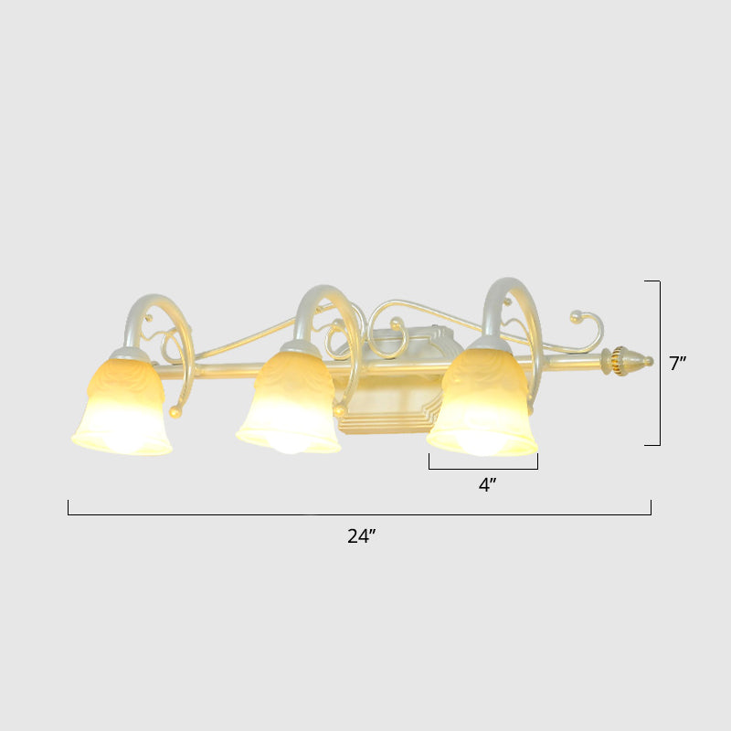 Beige Glass Vanity Mirror Light Rustic Carillon Shaped Bathroom Wall Mounted Light Fixture Clearhalo 'Vanity Lights' 'Wall Lights' Lighting' 2465576