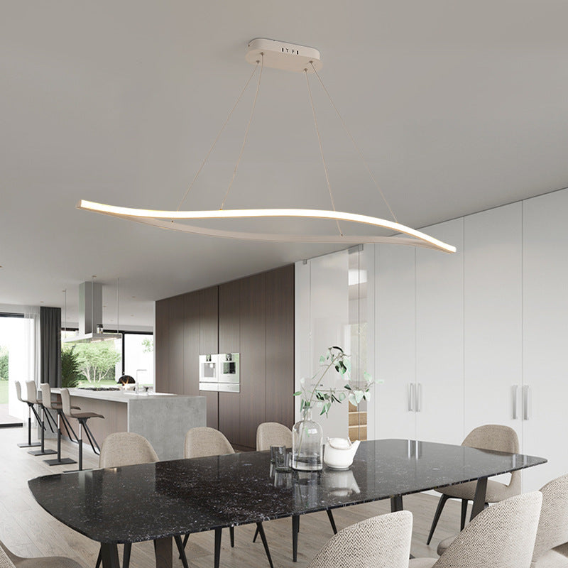 Aluminum Leaf Shaped Hanging Pendant Light Artistic LED Island Light for Dining Room White Clearhalo 'Ceiling Lights' 'Island Lights' Lighting' 2465595