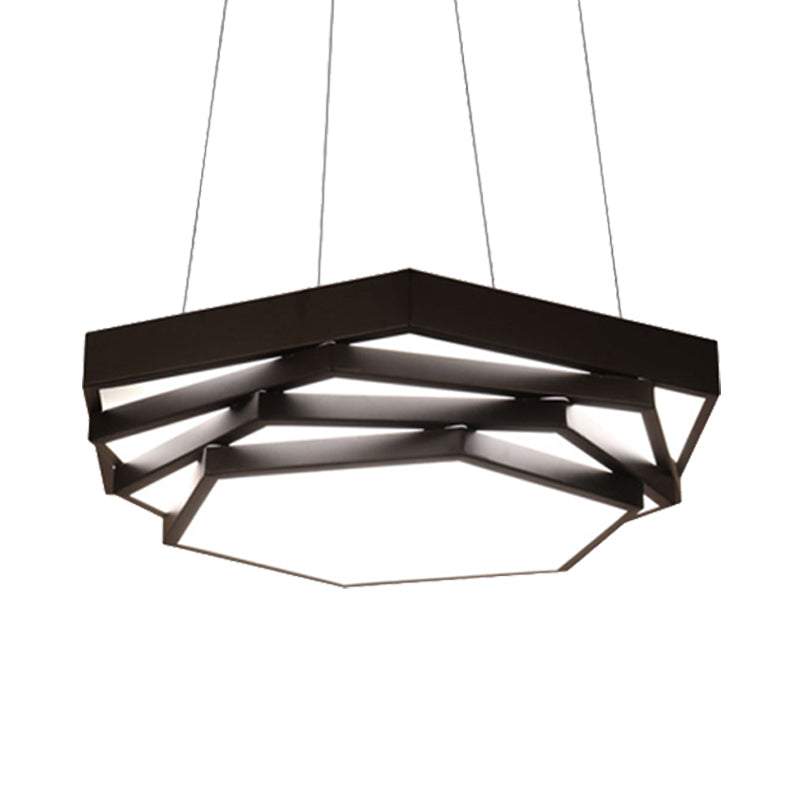 Hexagonal Metal Pendant Light Contemporary LED Dining Room Hanging Lamp in Black/White, Warm/White/Natural Light Clearhalo 'Ceiling Lights' 'Modern Pendants' 'Modern' 'Pendant Lights' 'Pendants' Lighting' 246560