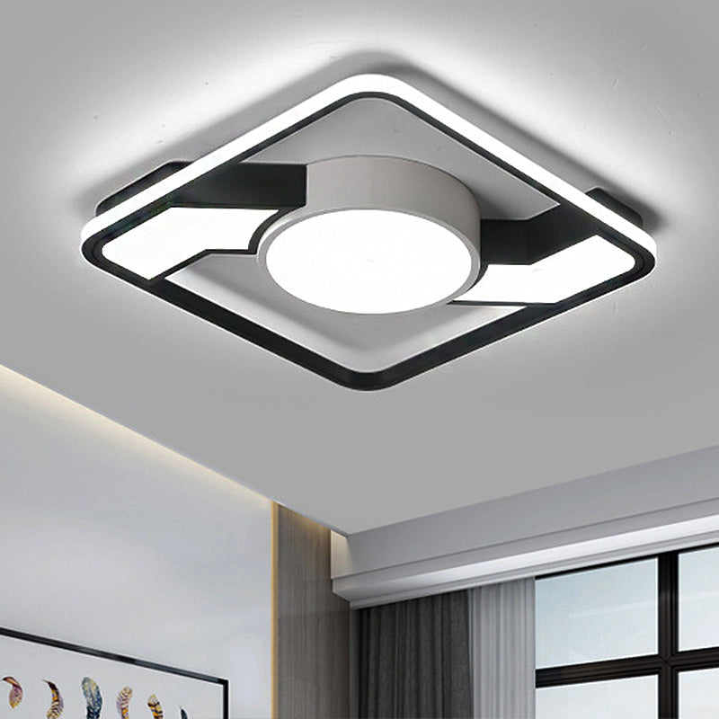 18"/22"/31.5" Wide Modern Led Flush Mount Lamp with Acrylic Shade Black-White Square Flush Mount Light Fixture in White/Warm Light Black-White White Clearhalo 'Ceiling Lights' 'Close To Ceiling Lights' 'Close to ceiling' 'Flush mount' Lighting' 246571