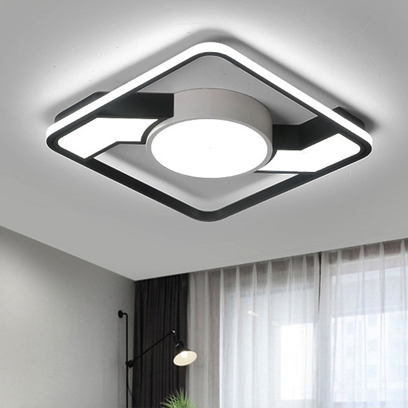 18"/22"/31.5" Wide Modern Led Flush Mount Lamp with Acrylic Shade Black-White Square Flush Mount Light Fixture in White/Warm Light Clearhalo 'Ceiling Lights' 'Close To Ceiling Lights' 'Close to ceiling' 'Flush mount' Lighting' 246572