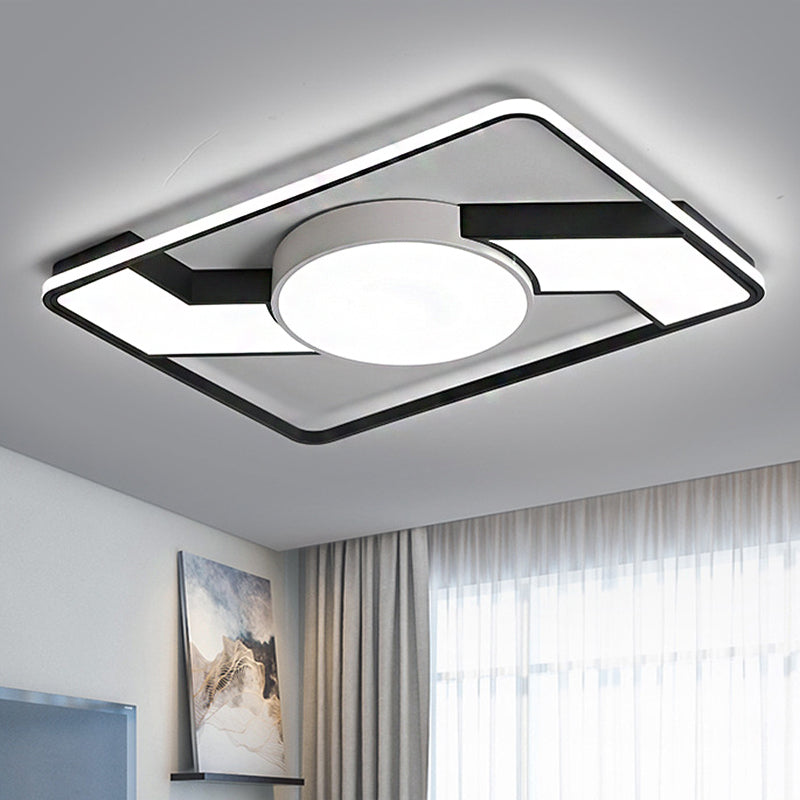 18"/22"/31.5" Wide Modern Led Flush Mount Lamp with Acrylic Shade Black-White Square Flush Mount Light Fixture in White/Warm Light Black-White 31.5" White Clearhalo 'Ceiling Lights' 'Close To Ceiling Lights' 'Close to ceiling' 'Flush mount' Lighting' 246574