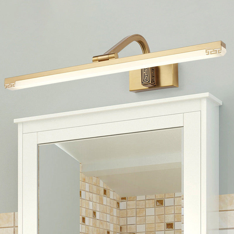 Adjustable Linear LED Vanity Light Traditional Acrylic Wall Sconce Lighting for Bathroom Brass Clearhalo 'Vanity Lights' 'Wall Lights' Lighting' 2465754