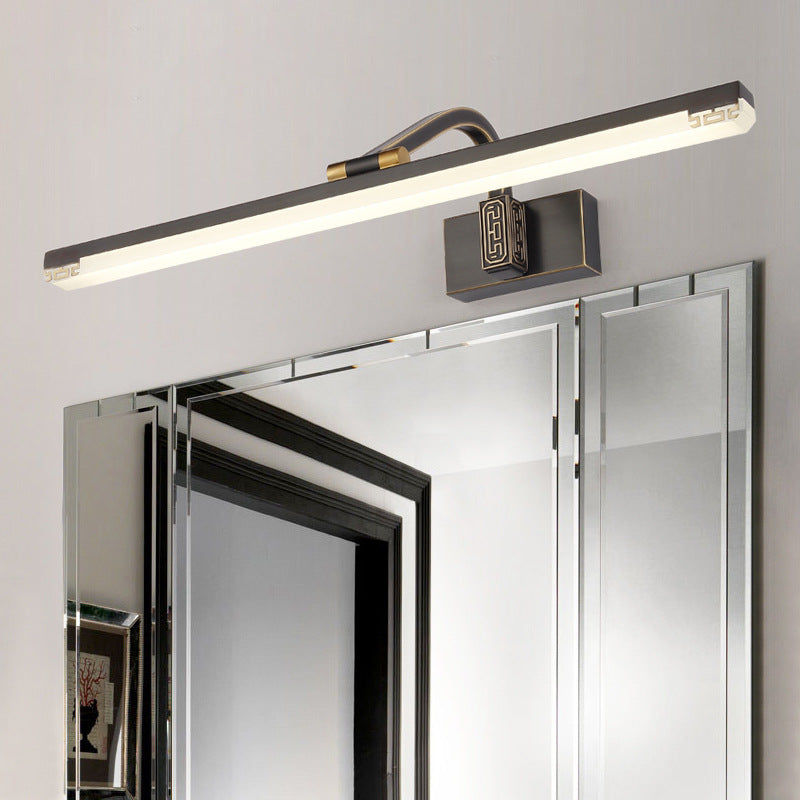 Adjustable Linear LED Vanity Light Traditional Acrylic Wall Sconce Lighting for Bathroom Black Clearhalo 'Vanity Lights' 'Wall Lights' Lighting' 2465755