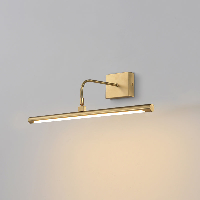 Acrylic Tubular Vanity Wall Sconce Minimalist Bathroom LED Mirror Light with Pivot Joint in Brass Brass 16" Clearhalo 'Vanity Lights' 'Wall Lights' Lighting' 2465776