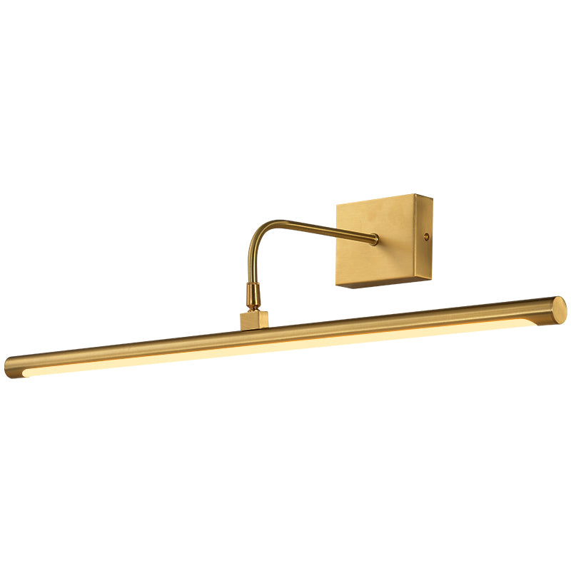 Acrylic Tubular Vanity Wall Sconce Minimalist Bathroom LED Mirror Light with Pivot Joint in Brass Clearhalo 'Vanity Lights' 'Wall Lights' Lighting' 2465782