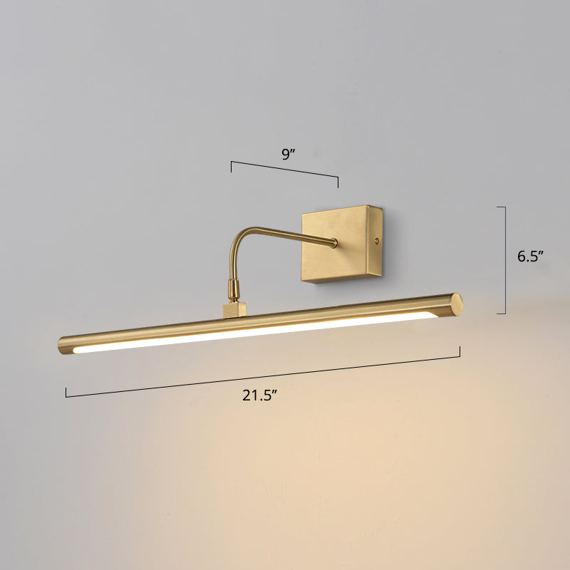 Acrylic Tubular Vanity Wall Sconce Minimalist Bathroom LED Mirror Light with Pivot Joint in Brass Clearhalo 'Vanity Lights' 'Wall Lights' Lighting' 2465784