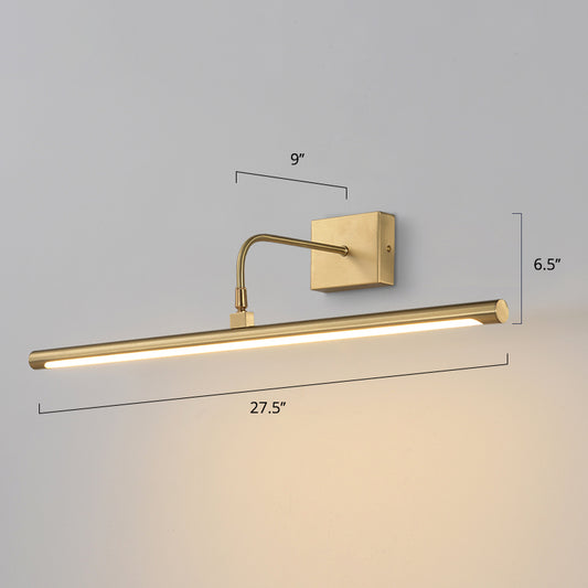 Acrylic Tubular Vanity Wall Sconce Minimalist Bathroom LED Mirror Light with Pivot Joint in Brass Clearhalo 'Vanity Lights' 'Wall Lights' Lighting' 2465785