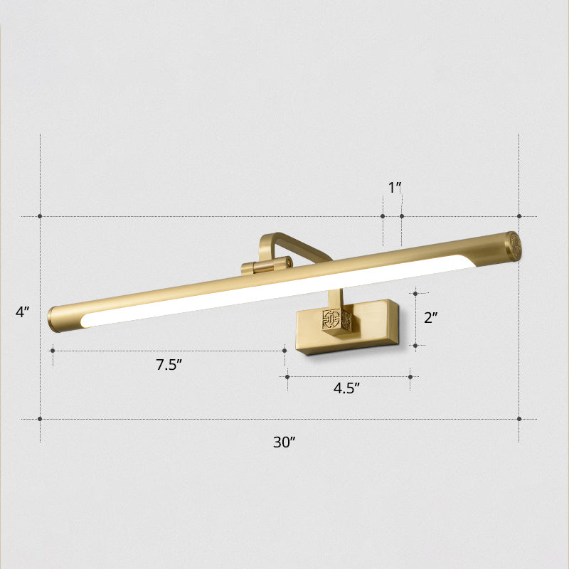 Rotating Tube Wall Vanity Light Traditional Metal LED Wall Lighting Fixture for Bathroom Clearhalo 'Vanity Lights' 'Wall Lights' Lighting' 2465793