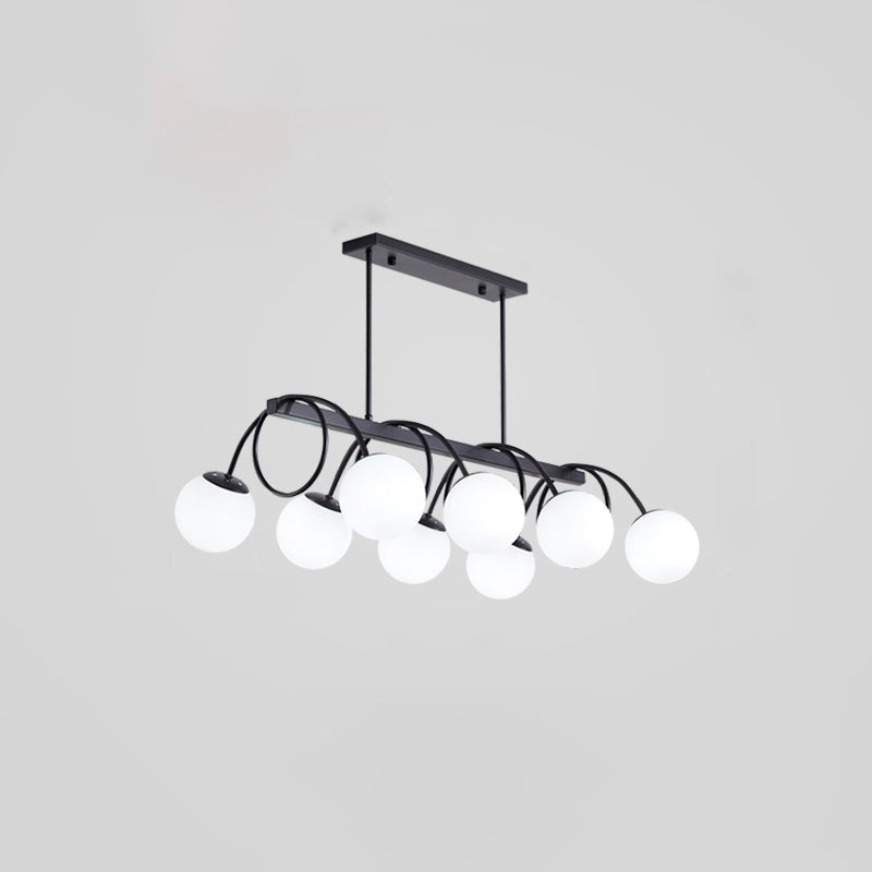 Modern Sphere Island Light Glass Dining Room Suspended Lighting Fixture in Black 8 Black Milk White Clearhalo 'Ceiling Lights' 'Island Lights' Lighting' 2465823