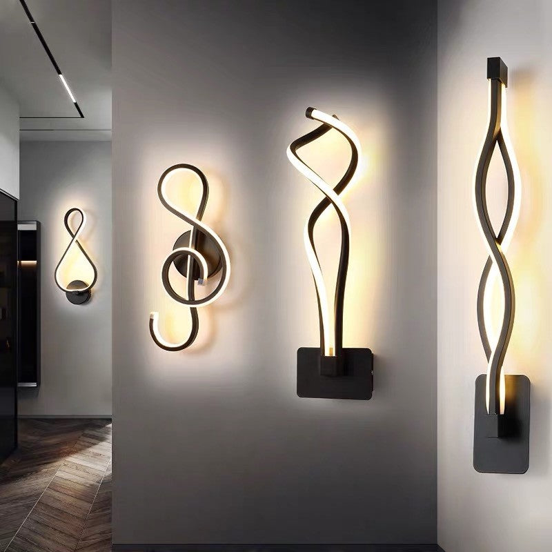 Minimalist Line Art Sconce Light Fixture Metal Hallway LED Wall Mounted Lamp in Black Clearhalo 'Cast Iron' 'Glass' 'Industrial' 'Modern wall lights' 'Modern' 'Tiffany' 'Traditional wall lights' 'Wall Lamps & Sconces' 'Wall Lights' Lighting' 2465846