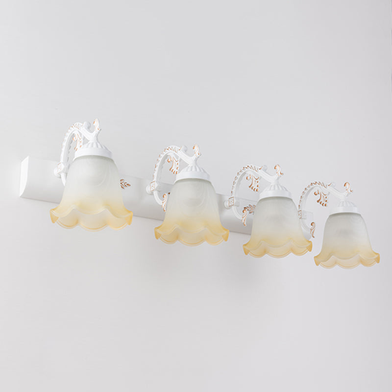 Flower Wall Vanity Light Vintage Ombre Frosted Glass Wall Mount Light for Bathroom 4.0 White Clearhalo 'Vanity Lights' 'Wall Lights' Lighting' 2465916