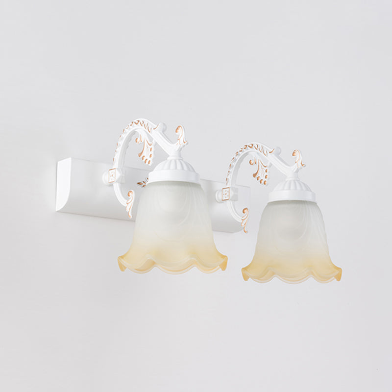 Flower Wall Vanity Light Vintage Ombre Frosted Glass Wall Mount Light for Bathroom 2.0 White Clearhalo 'Vanity Lights' 'Wall Lights' Lighting' 2465926