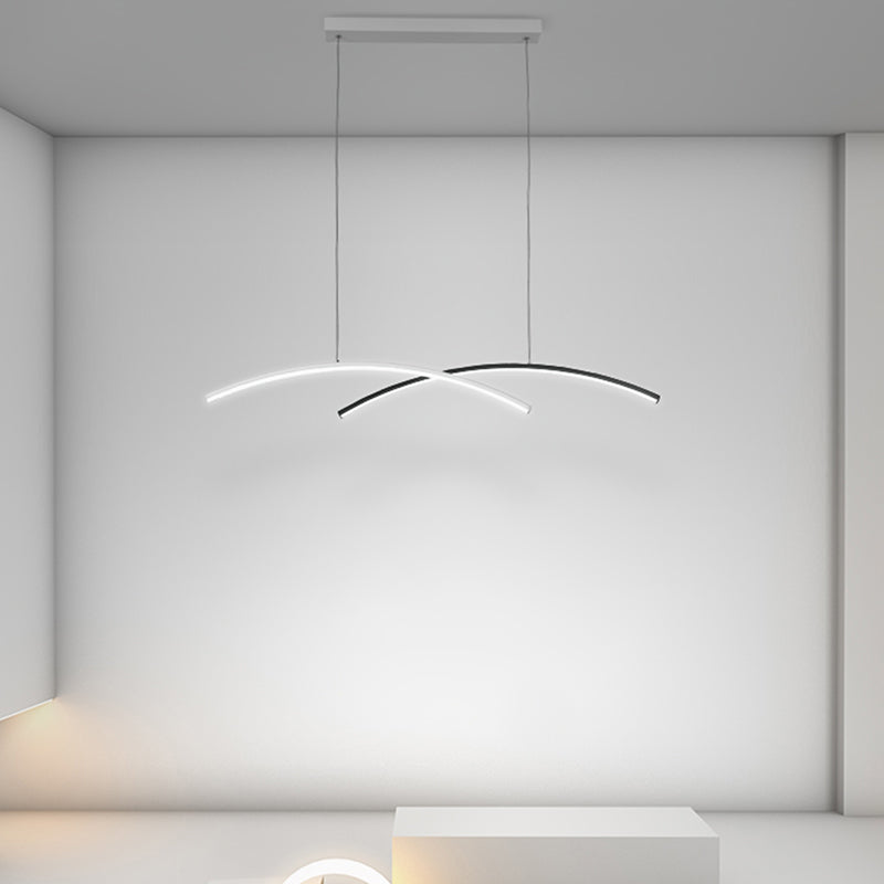 Black and White Arc Ceiling Lighting Simplicity LED Metal Hanging Island Light for Living Room Clearhalo 'Ceiling Lights' 'Island Lights' Lighting' 2465957