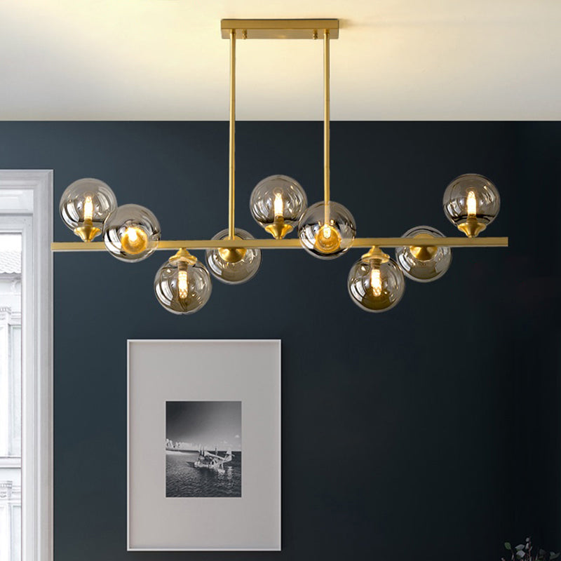 Amber Glass Bubbles Island Lamp Postmodern Style Gold Hanging Light for Dining Room Clearhalo 'Ceiling Lights' 'Island Lights' Lighting' 2465979