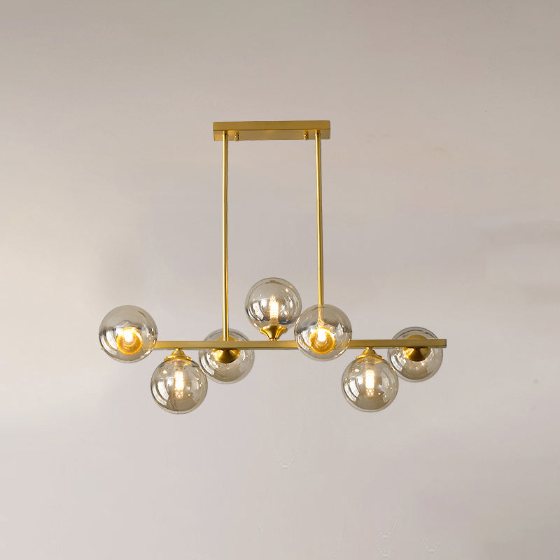 Amber Glass Bubbles Island Lamp Postmodern Style Gold Hanging Light for Dining Room 7 Gold Clearhalo 'Ceiling Lights' 'Island Lights' Lighting' 2465980