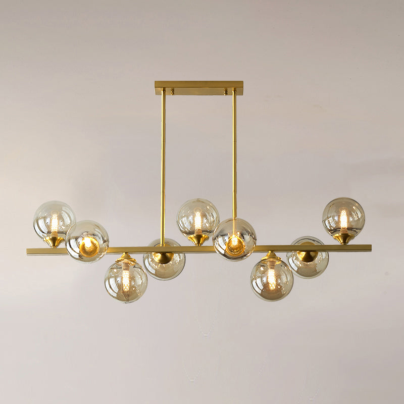 Amber Glass Bubbles Island Lamp Postmodern Style Gold Hanging Light for Dining Room 9 Gold Clearhalo 'Ceiling Lights' 'Island Lights' Lighting' 2465981