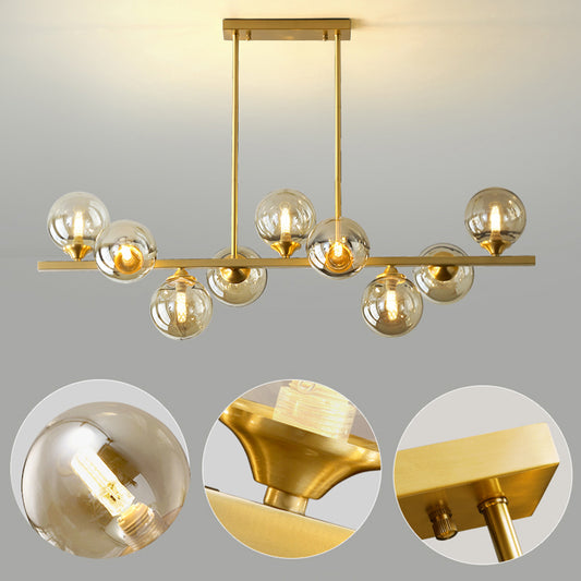 Amber Glass Bubbles Island Lamp Postmodern Style Gold Hanging Light for Dining Room Clearhalo 'Ceiling Lights' 'Island Lights' Lighting' 2465985