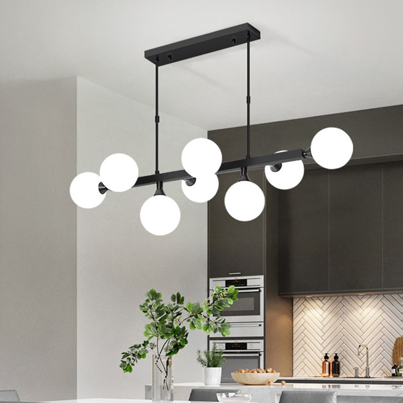 Opaline Glass Molecular Island Lighting Postmodern Style Suspension Light for Dining Room 8 Black Clearhalo 'Ceiling Lights' 'Island Lights' Lighting' 2465986