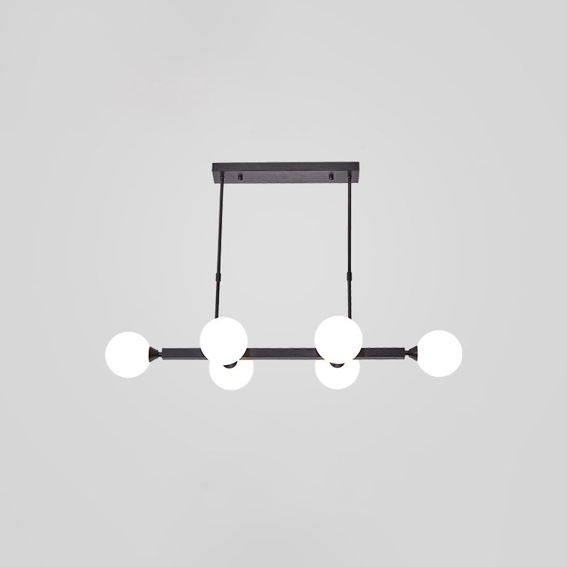 Opaline Glass Molecular Island Lighting Postmodern Style Suspension Light for Dining Room 6 Black Clearhalo 'Ceiling Lights' 'Island Lights' Lighting' 2465987