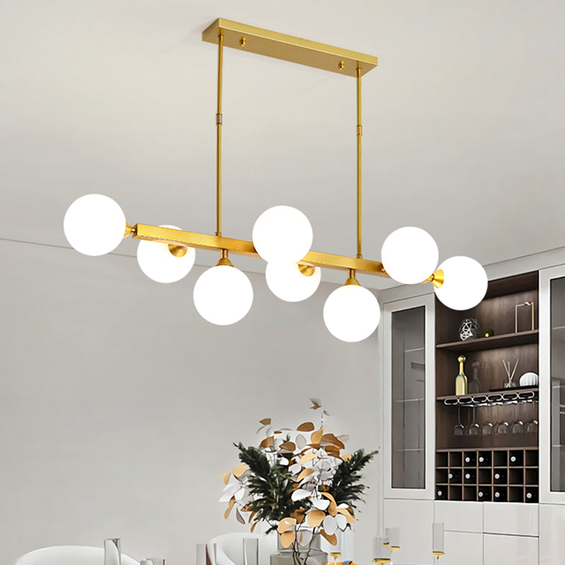 Opaline Glass Molecular Island Lighting Postmodern Style Suspension Light for Dining Room 8 Gold Clearhalo 'Ceiling Lights' 'Island Lights' Lighting' 2465989