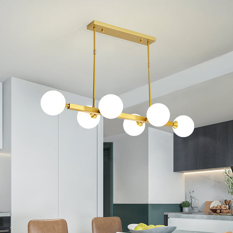 Opaline Glass Molecular Island Lighting Postmodern Style Suspension Light for Dining Room 6 Gold Clearhalo 'Ceiling Lights' 'Island Lights' Lighting' 2465990