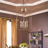 Rust Rectangular Pendant Chandelier Rural Metal 4 Heads Dining Room Hanging Ceiling Light Clearhalo 'Ceiling Lights' 'Chandeliers' Lighting' options 246599