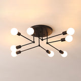 Nordic Bare Bulb Semi Flush Mount Metal Ceiling Light Fixture in Black for Bedroom 8 Black Clearhalo 'Ceiling Lights' 'Close To Ceiling Lights' 'Close to ceiling' 'Semi-flushmount' Lighting' 2466014