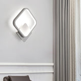 Halo Living Room Wall Sconce Lighting Acrylic Minimalistic LED Wall Light in White White White Square Plate Clearhalo 'Modern wall lights' 'Modern' 'Wall Lamps & Sconces' 'Wall Lights' Lighting' 2466027