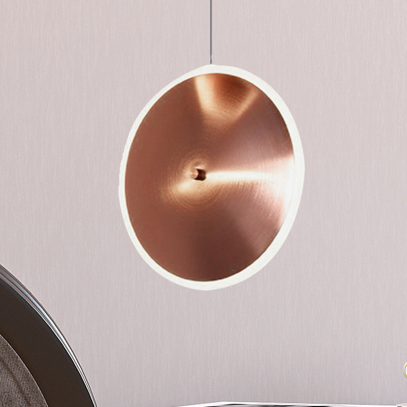 8"/12"/16"W Vertical Disc Hanging Light Post Modern Acrylic LED Rose Gold Suspension Pendant in Warm/White Light Rose Gold Clearhalo 'Ceiling Lights' 'Modern Pendants' 'Modern' 'Pendant Lights' 'Pendants' Lighting' 246604