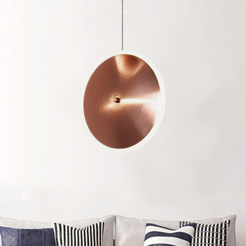 8"/12"/16"W Vertical Disc Hanging Light Post Modern Acrylic LED Rose Gold Suspension Pendant in Warm/White Light Clearhalo 'Ceiling Lights' 'Modern Pendants' 'Modern' 'Pendant Lights' 'Pendants' Lighting' 246606