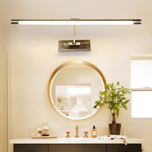 Tube LED Picture Light Minimalist Metal Bathroom Vanity Sconce Light with Swing Arm Clearhalo 'Cast Iron' 'Glass' 'Industrial' 'Modern wall lights' 'Modern' 'Tiffany' 'Traditional wall lights' 'Vanity Lights' 'Wall Lights' Lighting' 2466174